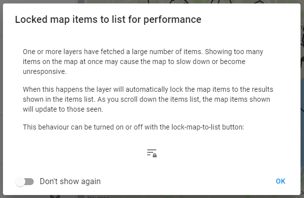 lock map to list dialog