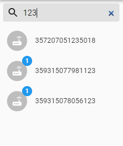 Quicksearch for 123 in IMEI